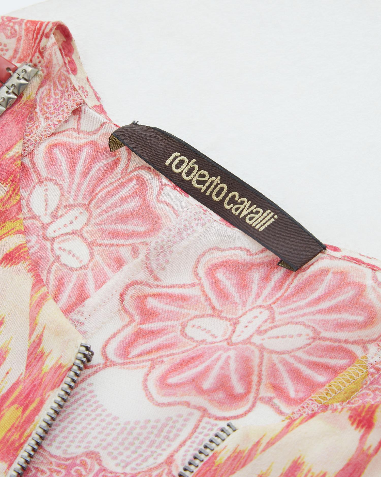 Roberto Cavalli Stud embellished top and silk printed pants set, Resort 2014 For Sale 2