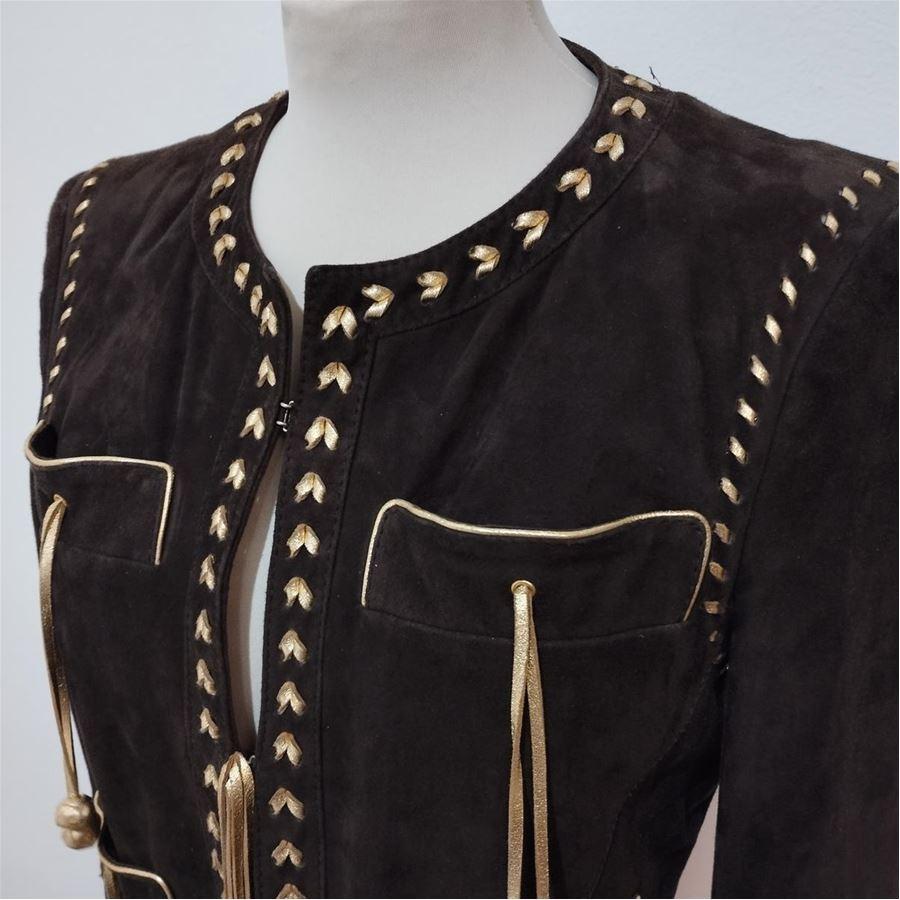 Black Roberto Cavalli Suede jacket size 40 For Sale