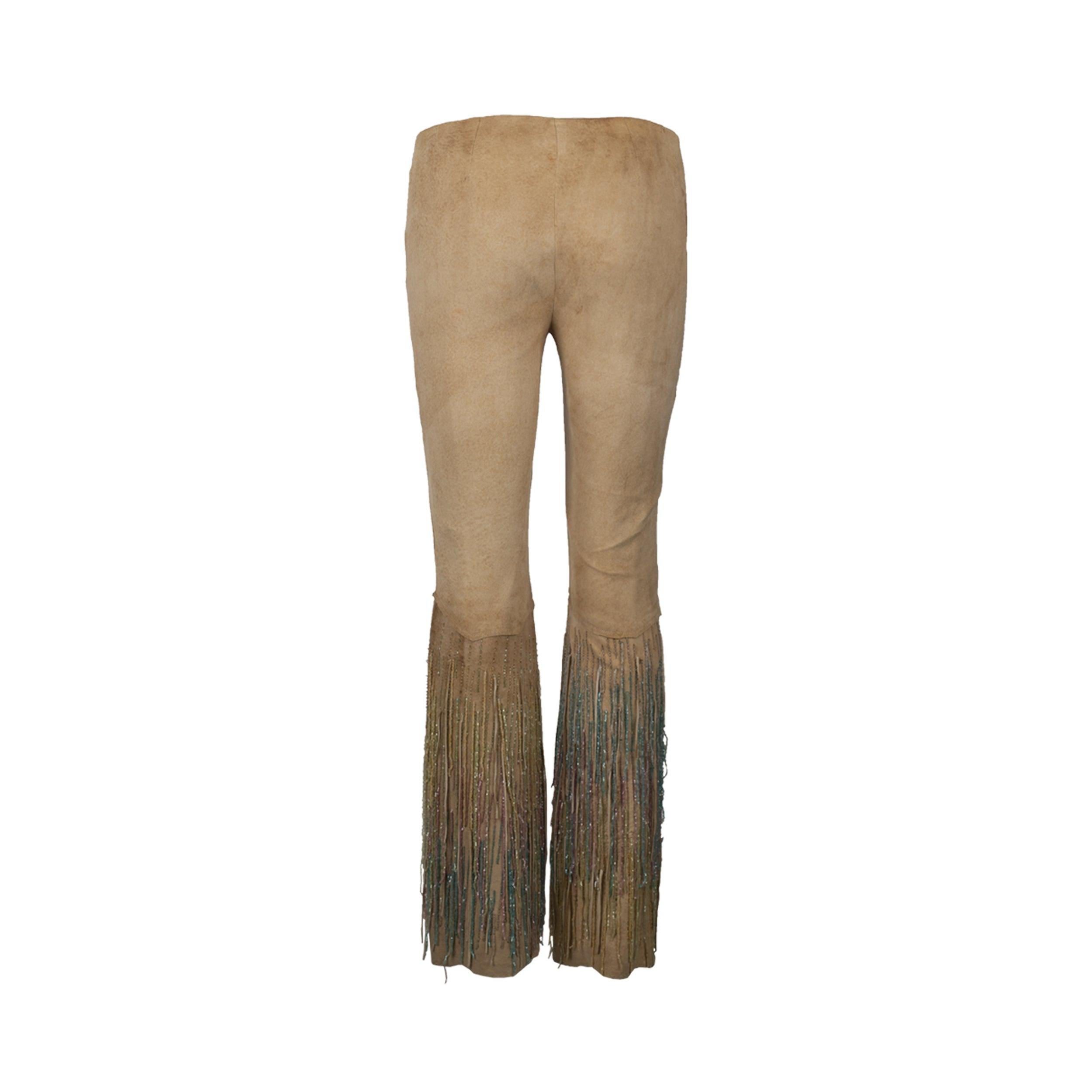 Brown Roberto Cavalli Suede Pant with Crystals - '00s