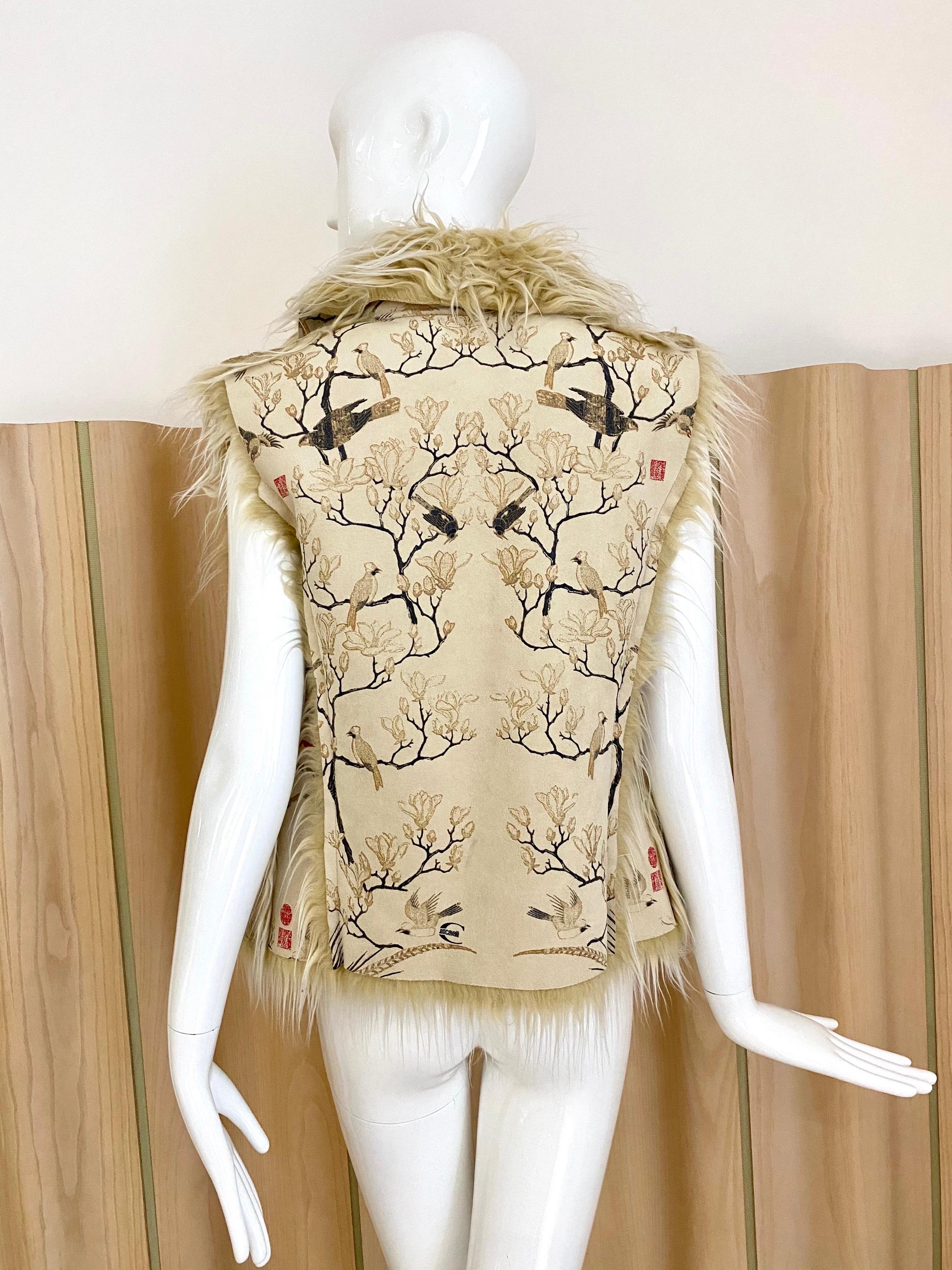 Roberto Cavalli Suede Shearling Vest In Excellent Condition In Beverly Hills, CA