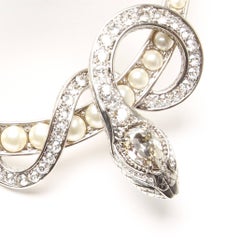 Roberto Cavalli Swarovski and Pearl Snake Collar Necklace