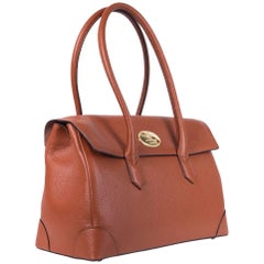 Roberto Cavalli Tan Brown Grained Leather Double Compartment Shoulder Bag