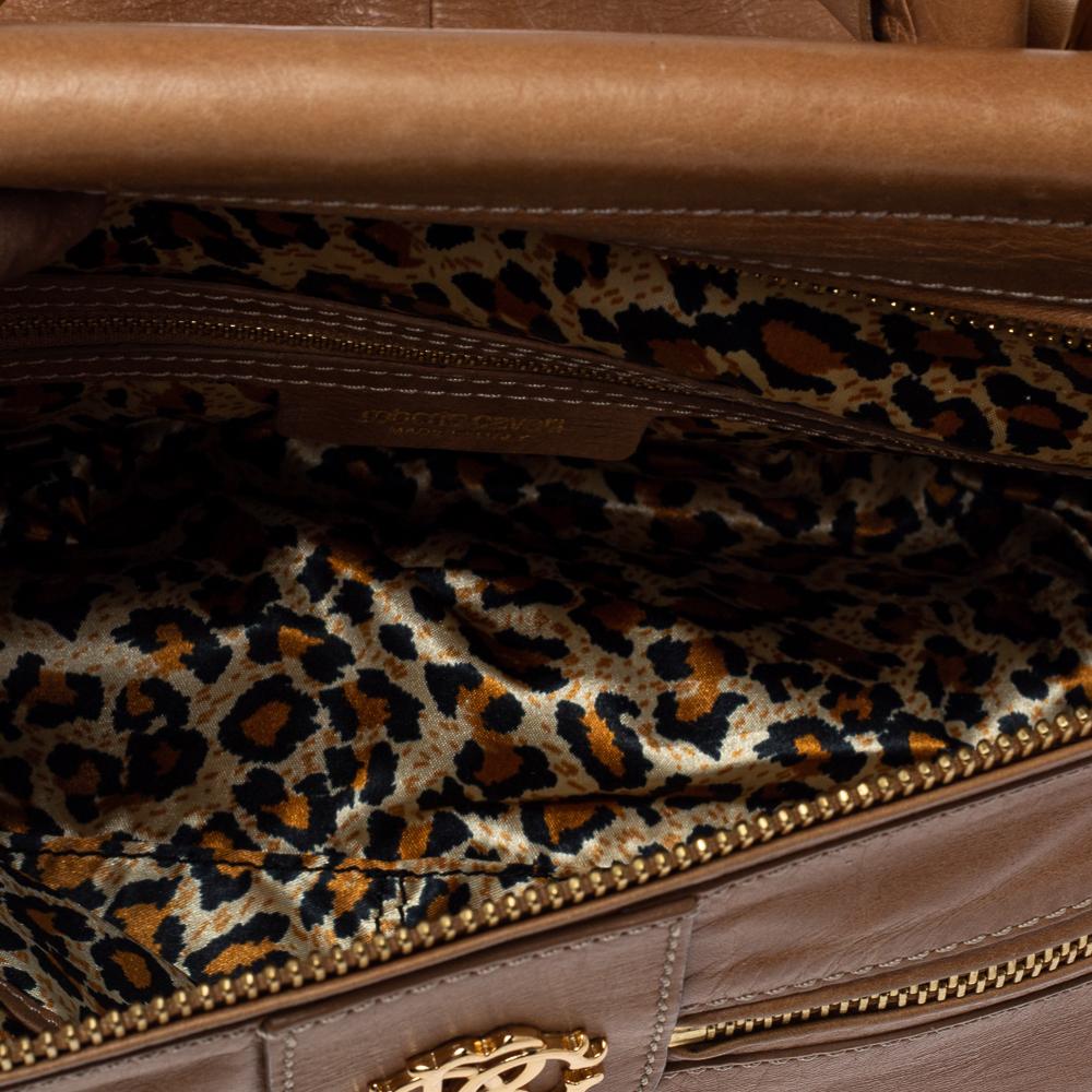 Roberto Cavalli Tan Leather Multiple Pocket Top Handle Bag 4