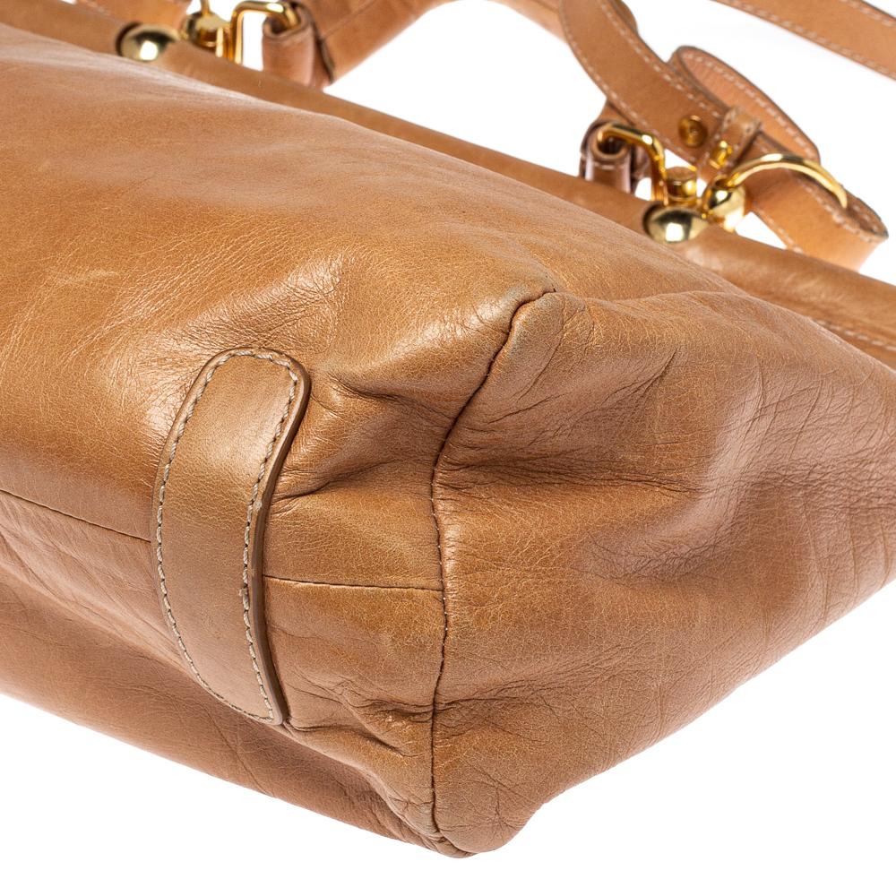 Roberto Cavalli Tan Leather Multiple Pocket Top Handle Bag 1
