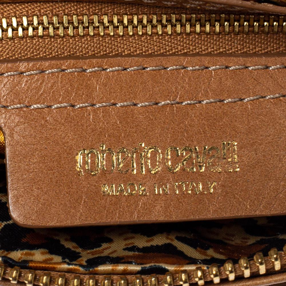 Roberto Cavalli Tan Leather Multiple Pocket Top Handle Bag 2