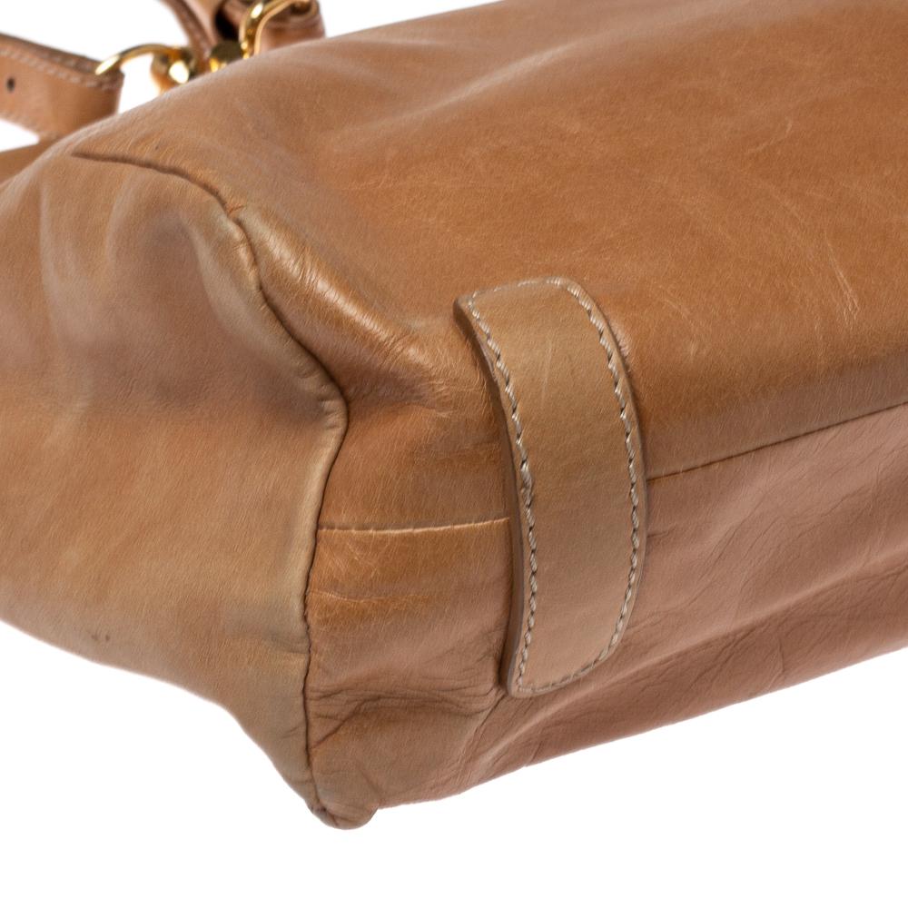 Roberto Cavalli Tan Leather Multiple Pocket Top Handle Bag 3