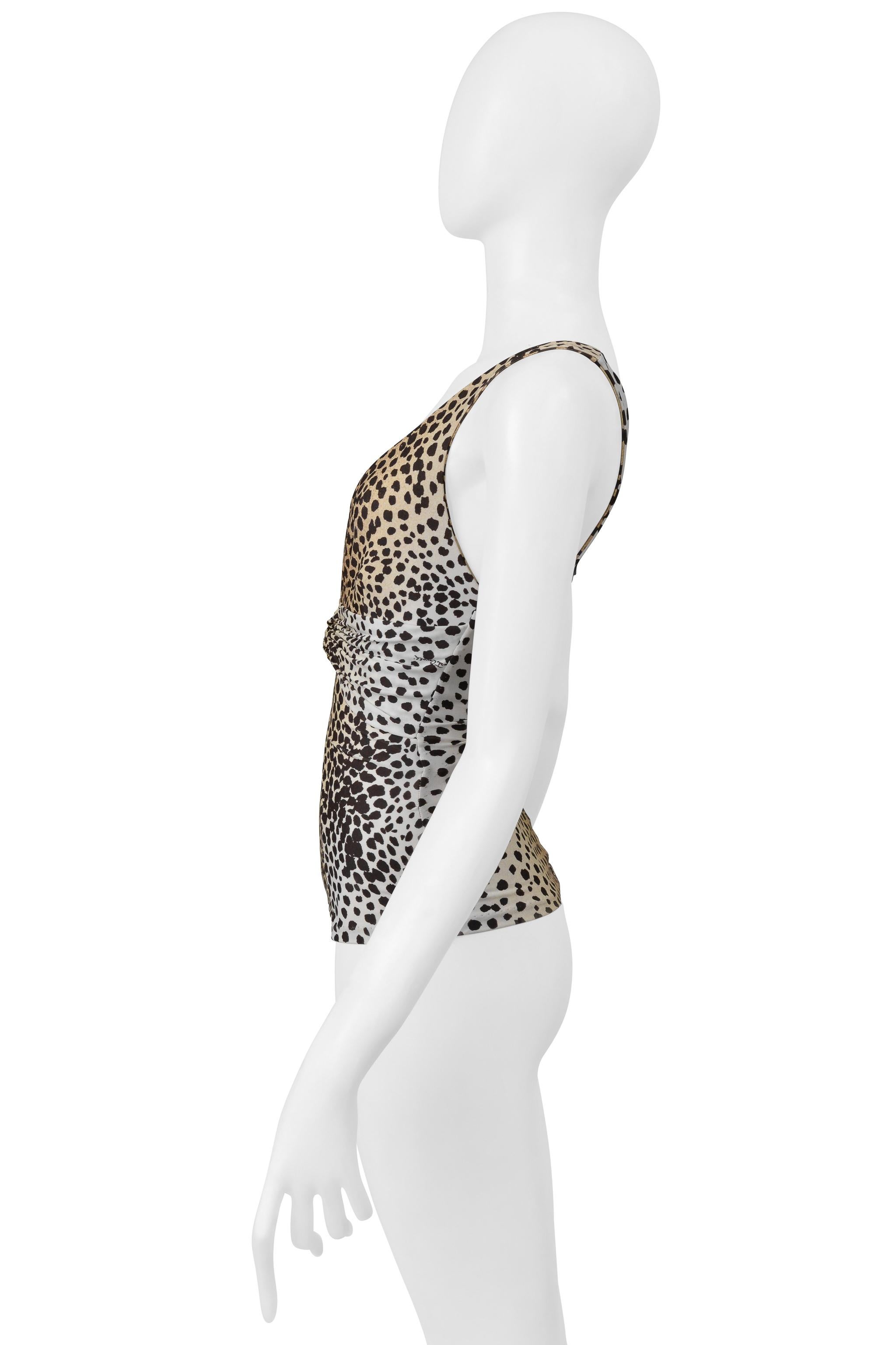Roberto Cavalli Tan Leopard Print Top With Gold Hardware 2005 Gris en venta