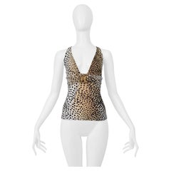 Roberto Cavalli Tan Leopard Print Top With Gold Hardware 2005