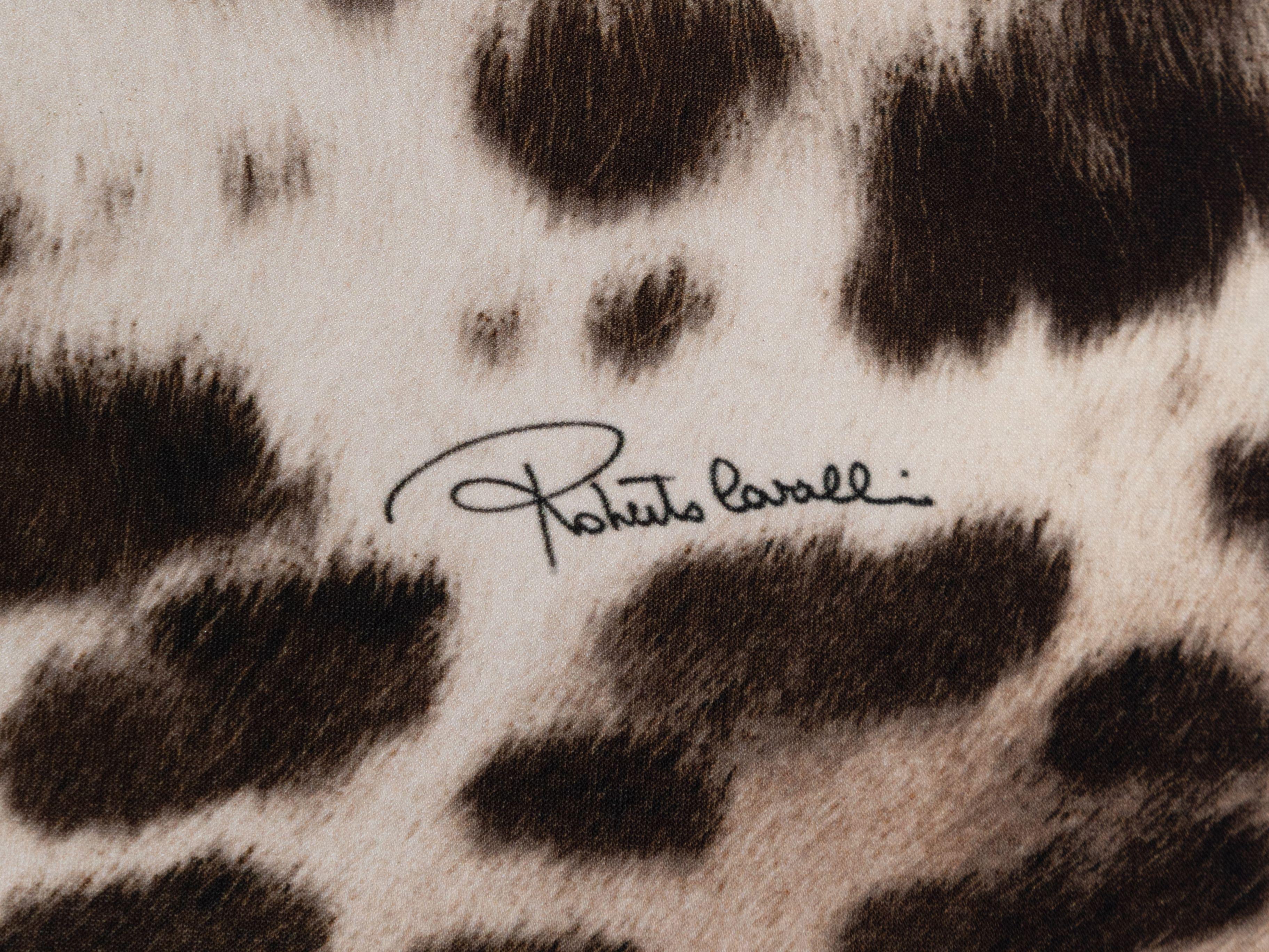 Roberto Cavalli Braunes & mehrfarbiges ärmelloses Kleid mit Leopardenmuster 2