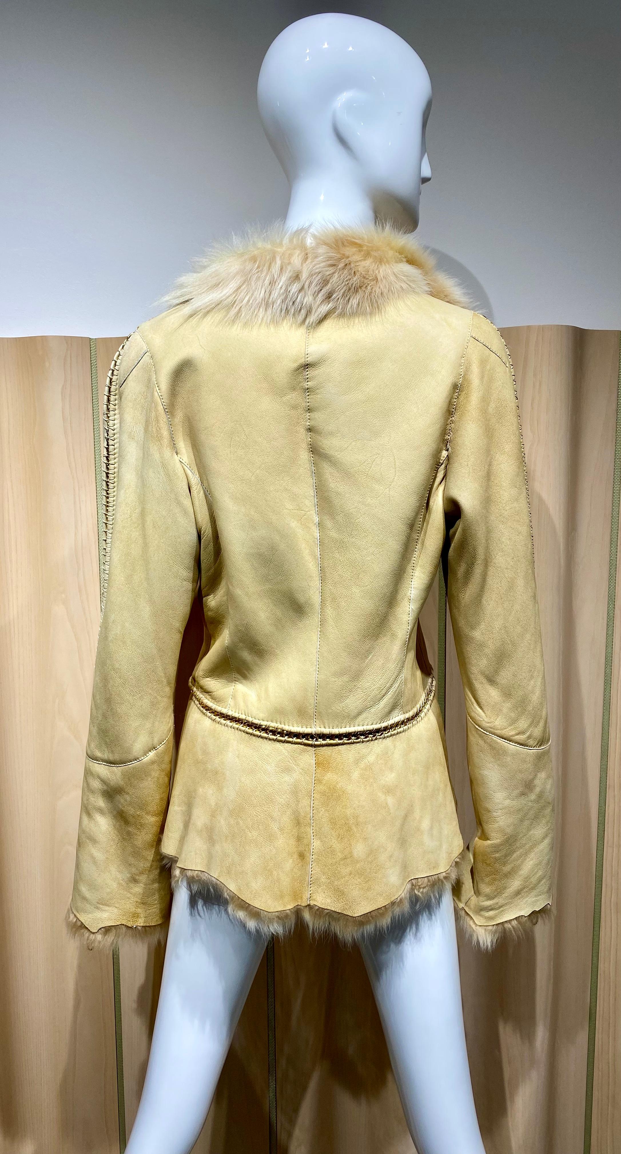 Women's Roberto Cavalli Tan Suede Leather Jacket