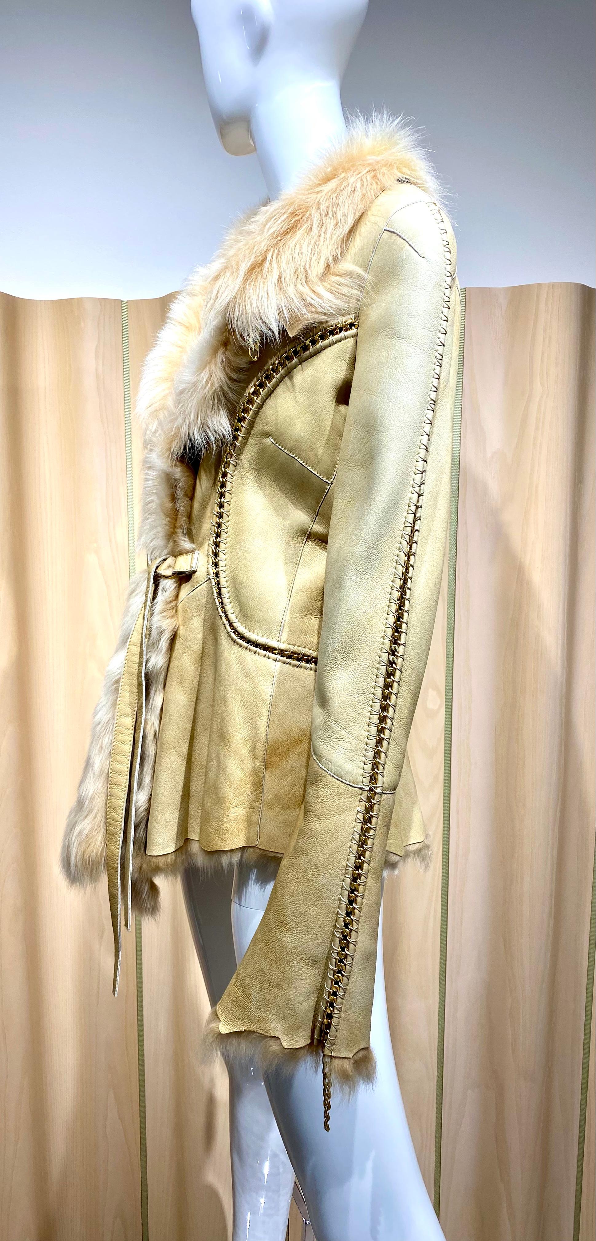 Roberto Cavalli Tan Suede Leather Jacket 1