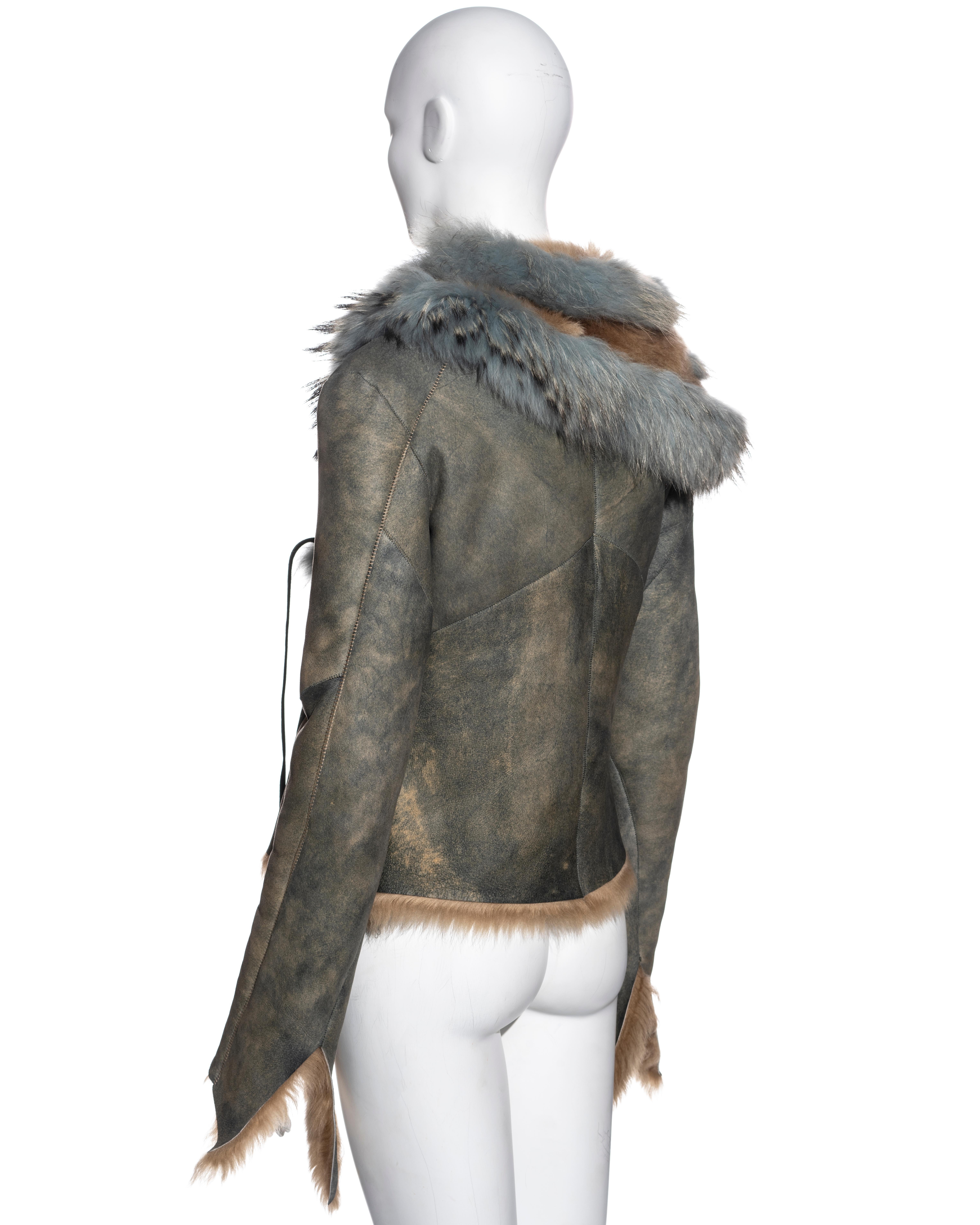 Roberto Cavalli teal and camel shearling jacket, fw 2001 3