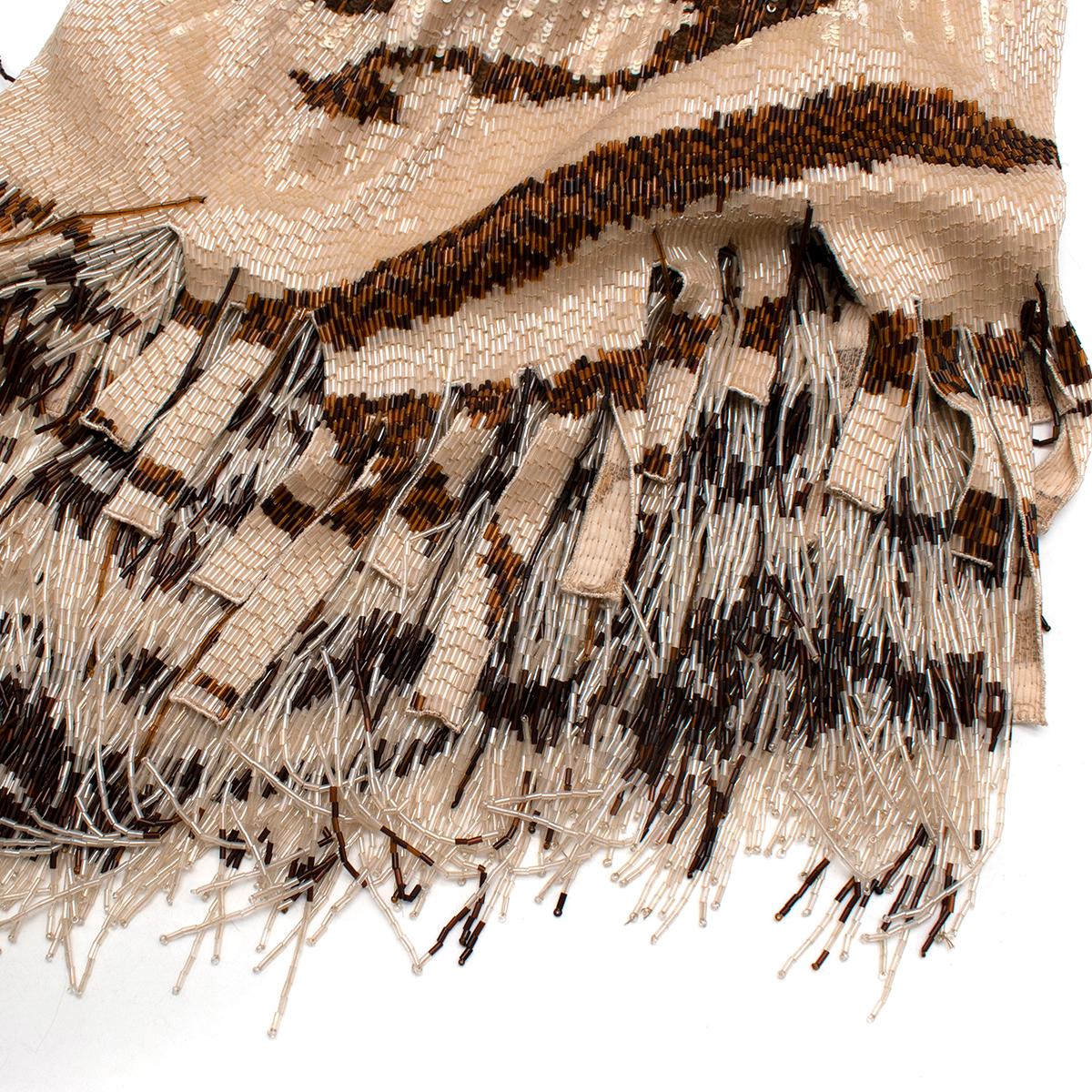Roberto Cavalli Tiger Print Beaded Sequin Silk Dress - Us Size 8 For Sale 2