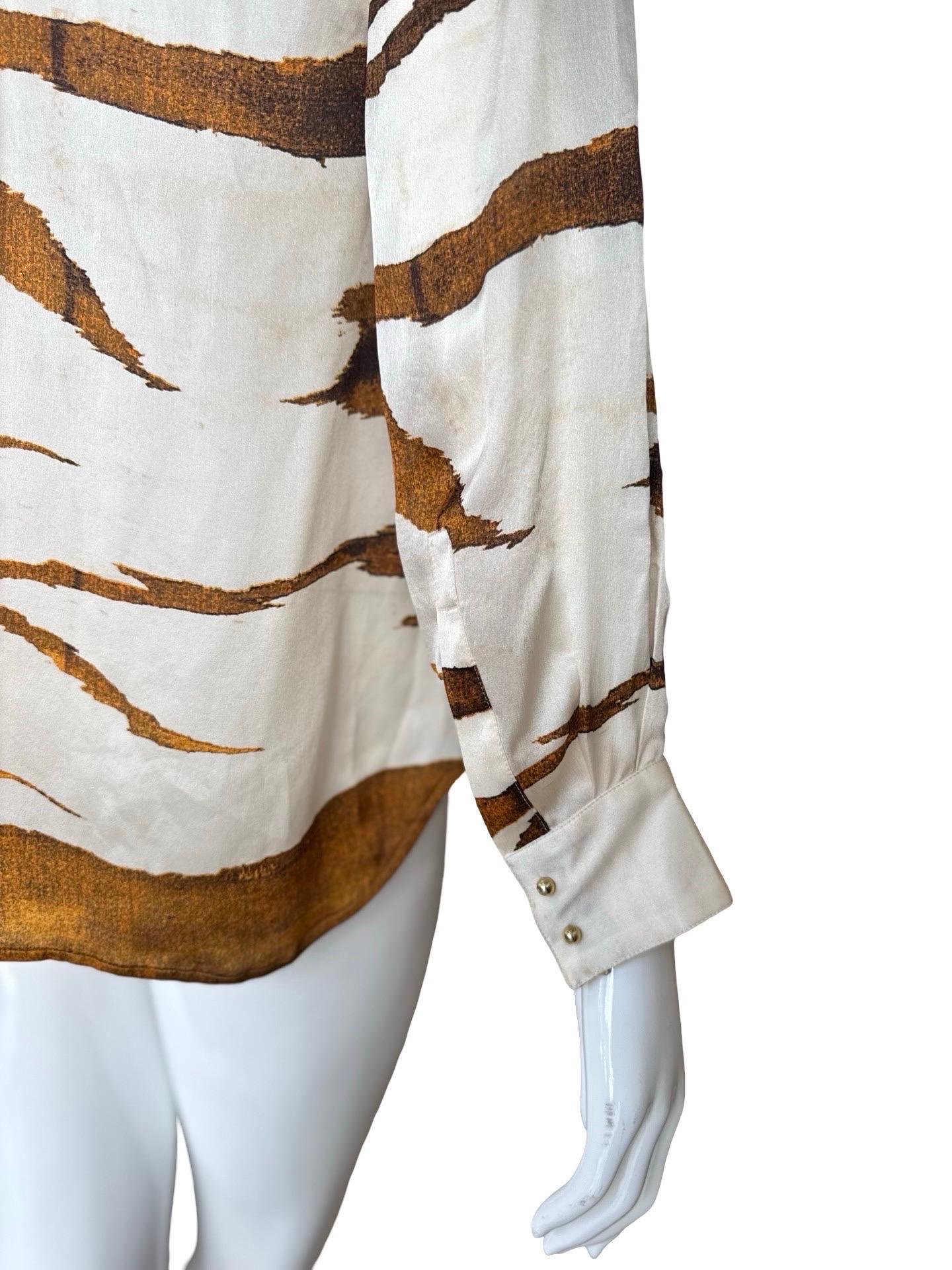 Women's Roberto Cavalli Tiger Print Silk Blouse For Sale