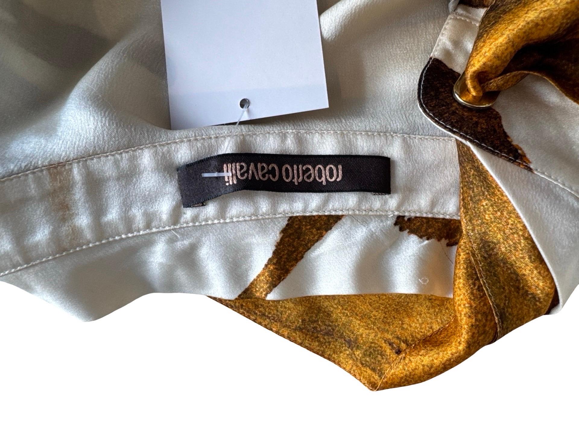 Roberto Cavalli Tiger Print Silk Blouse For Sale 3