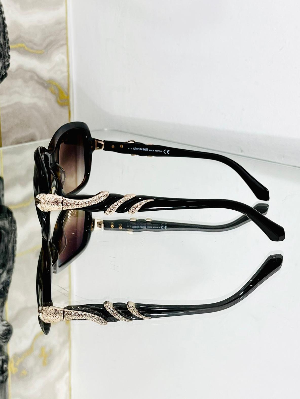 Roberto Cavalli Tortoise Shell Snake Embellished Sunglasses In Excellent Condition In London, GB