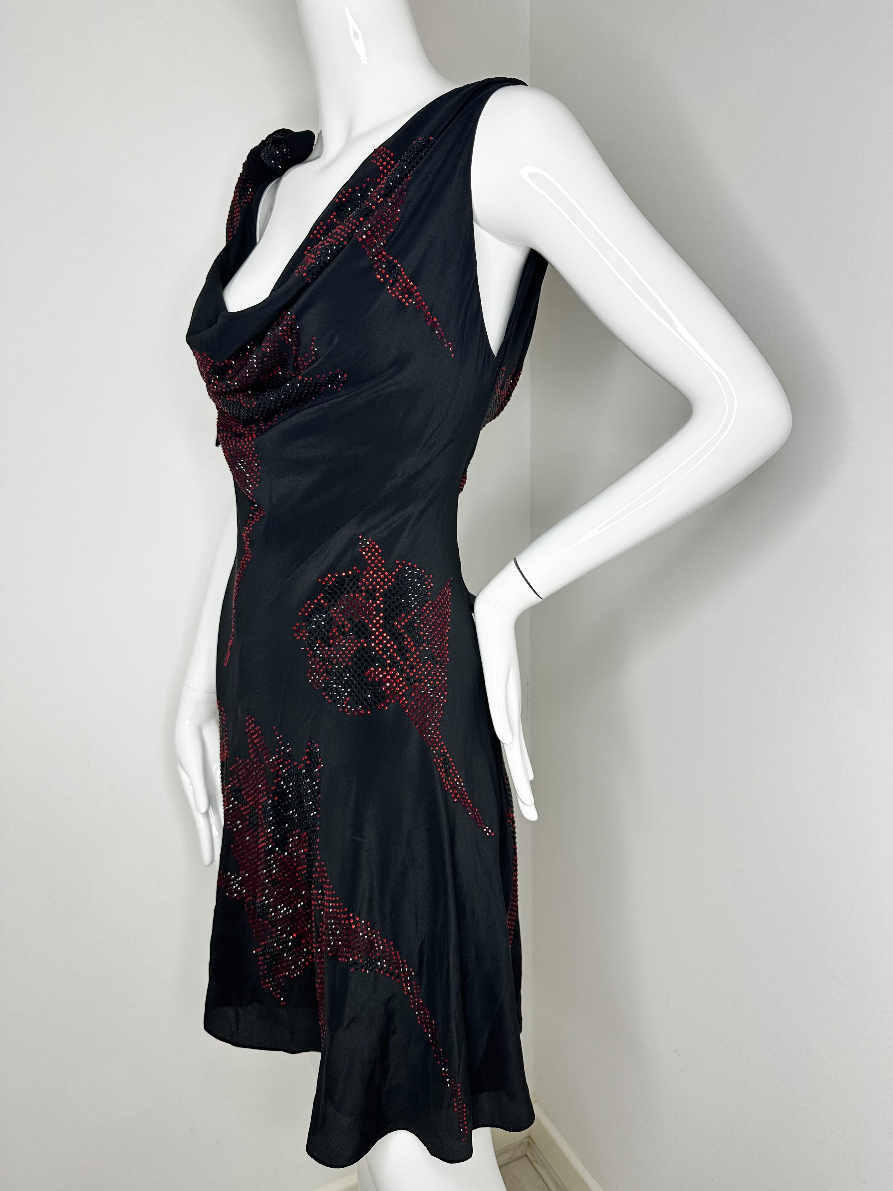 Roberto Cavalli Tulip red and black crystal embellished mini dress 

New with tags 
Size 40 

Original $4800