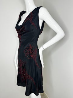 Roberto Cavalli Tulip crystal mini black red dress