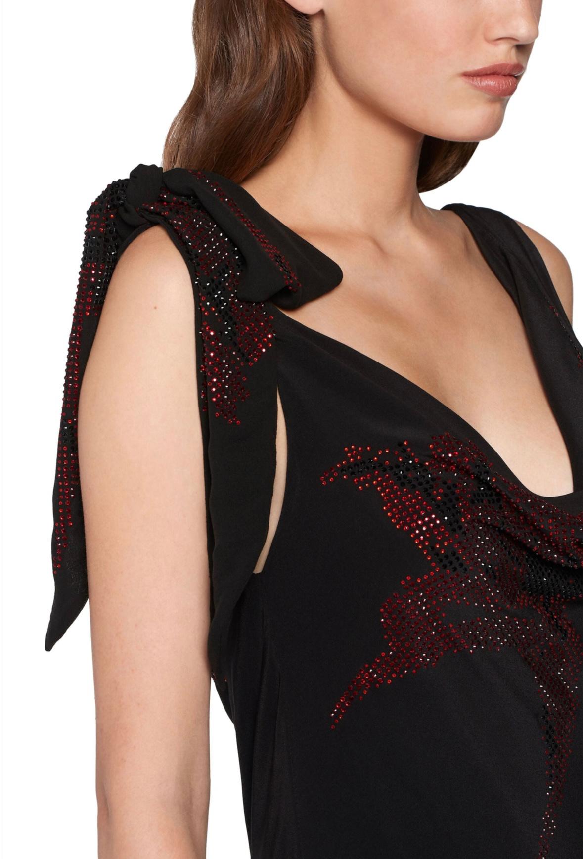 Women's Roberto Cavalli Tulip crystal mini black red dress  For Sale