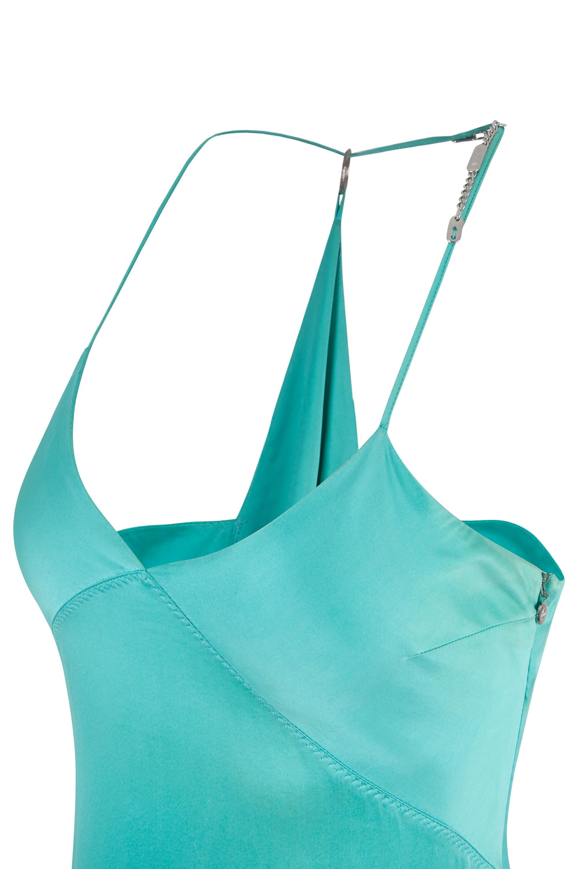 Roberto Cavalli Türkisblaues Racerback-Kleid 2004 (Blau) im Angebot