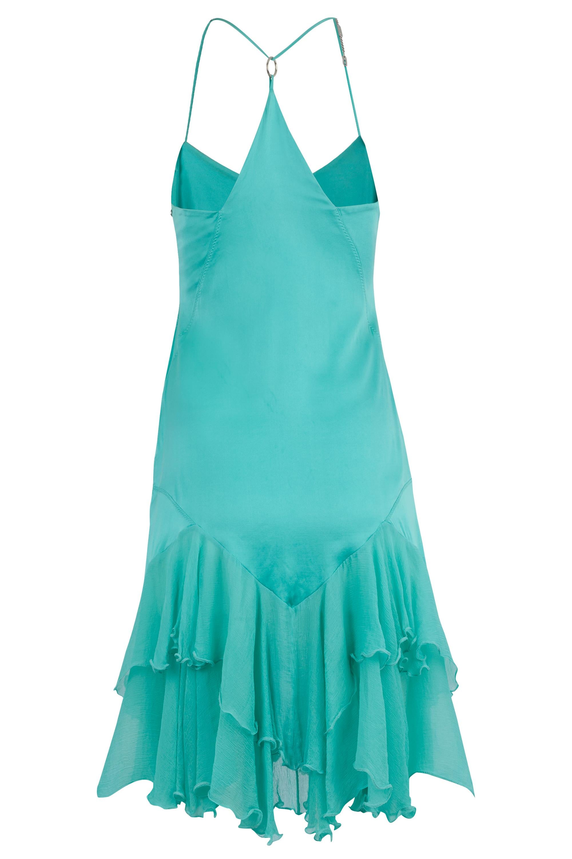 Roberto Cavalli Türkisblaues Racerback-Kleid 2004 für Damen oder Herren im Angebot