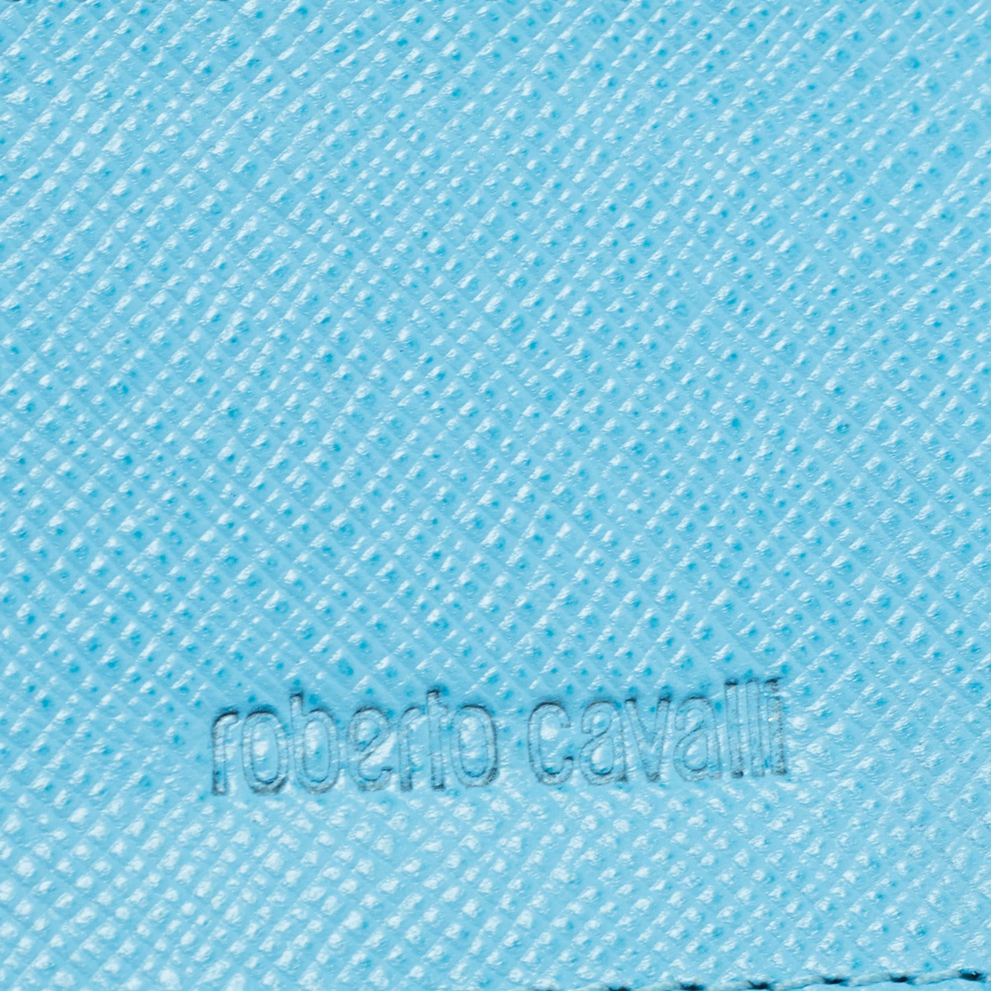 Roberto Cavalli Turquoise Leather Card Case For Sale 3