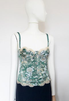 Roberto Cavalli Underwear F/W 2001 Green Bustier Top Sz IT42 NEW WITH TAGS
