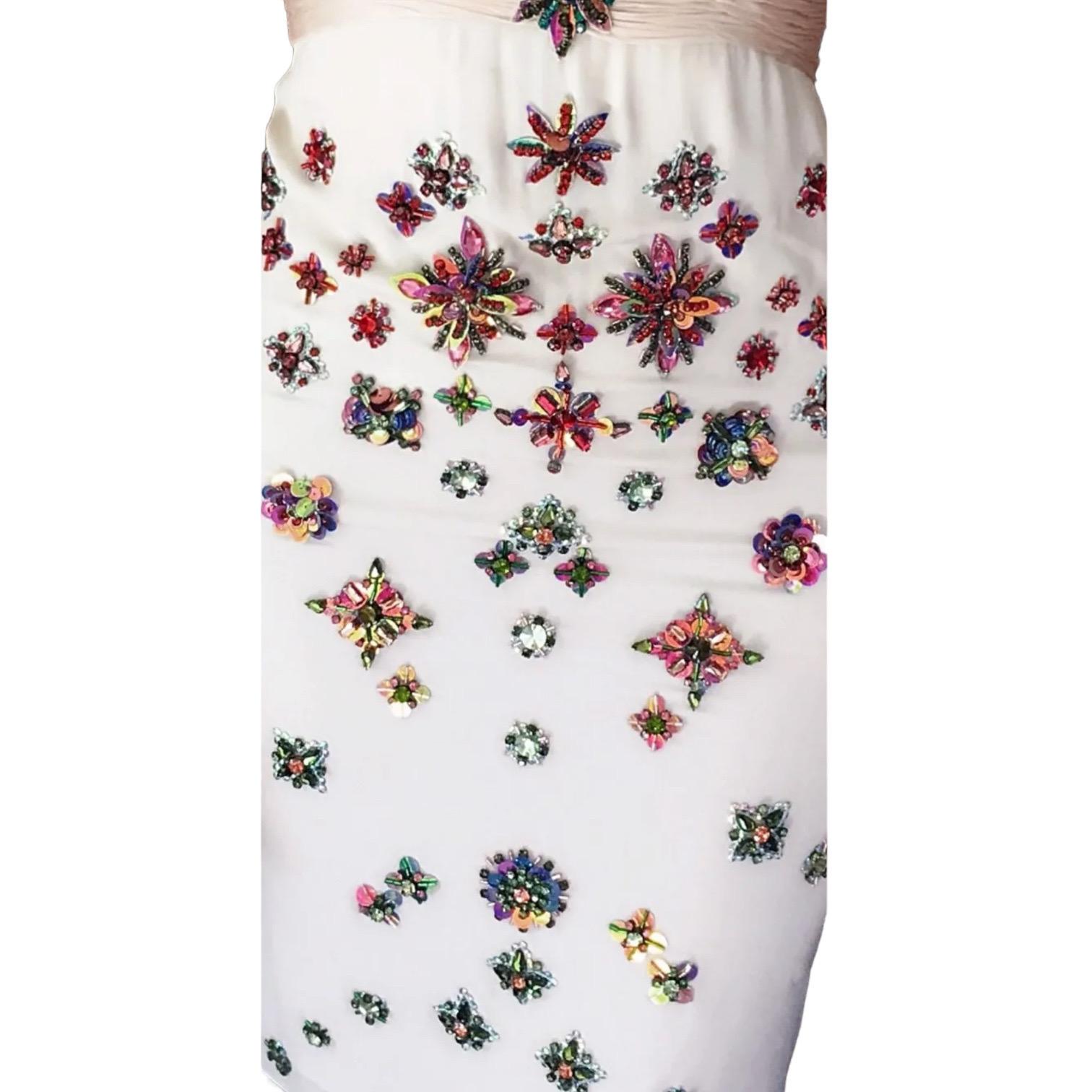 Roberto Cavalli Unworn c. 2012 Floral Embellished Plunging Open Back Dress For Sale 1