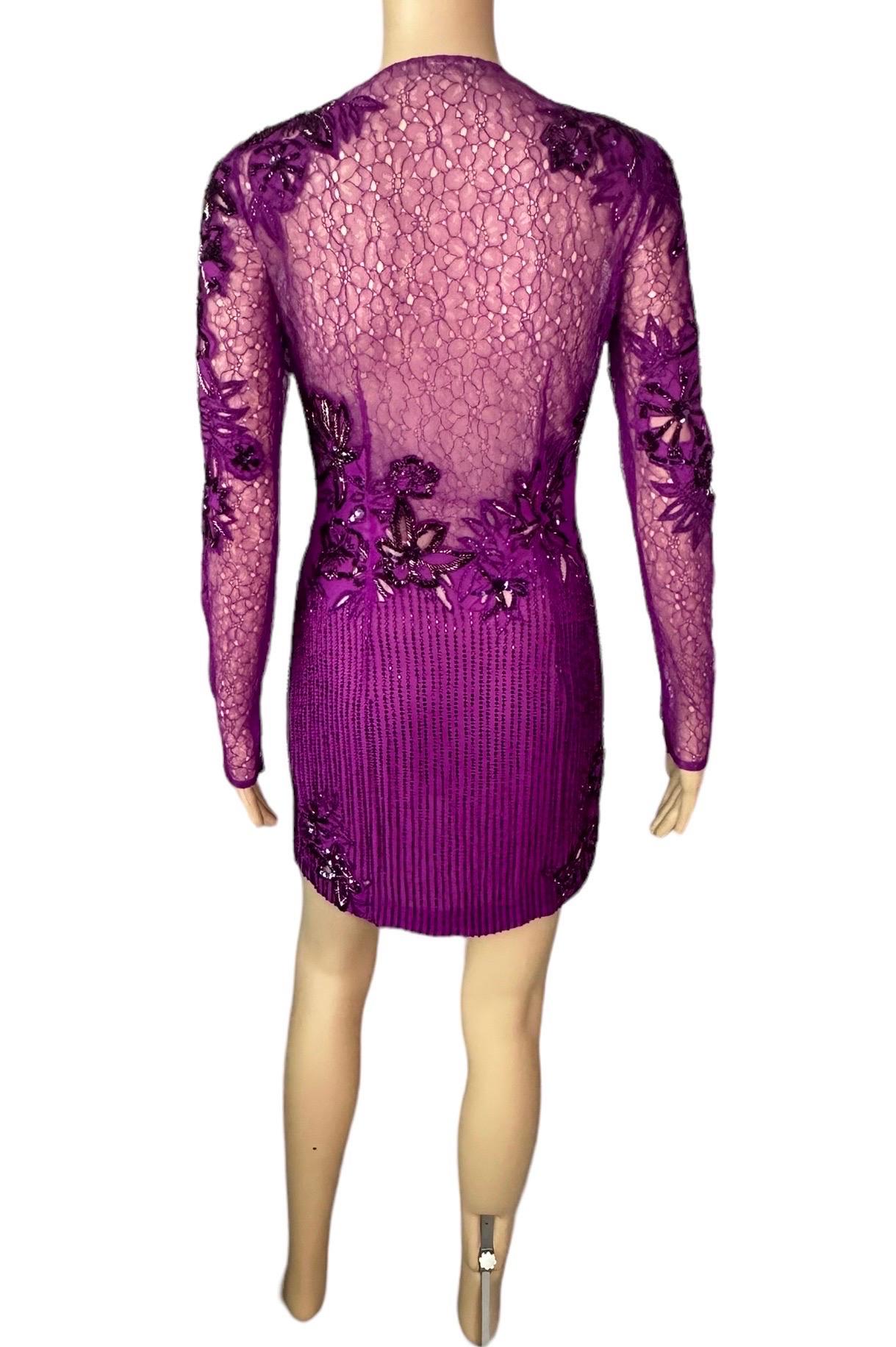 Women's Roberto Cavalli Unworn S/S 2016 Embellished Sheer Lace Mesh Mini Dress For Sale