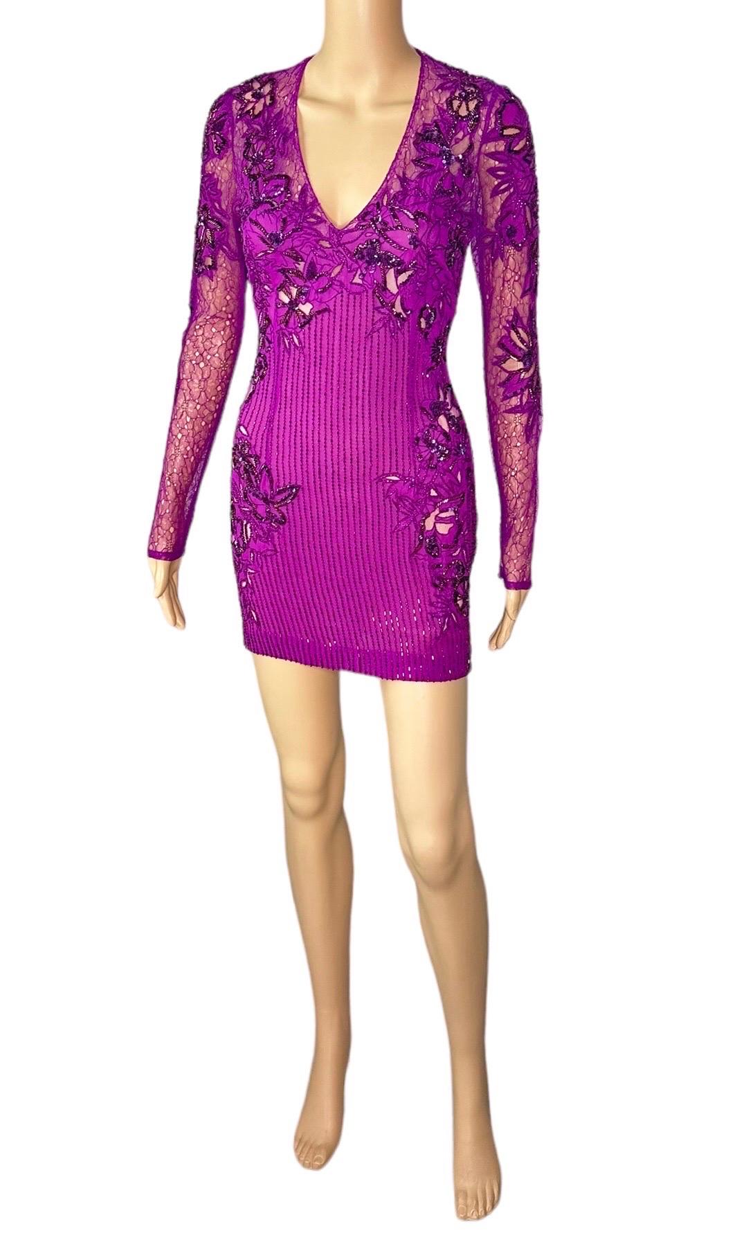Roberto Cavalli Unworn S/S 2016 Embellished Sheer Lace Mesh Mini Dress For Sale 2