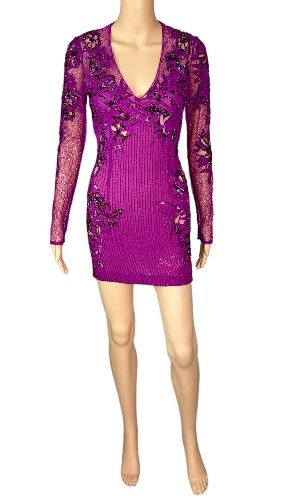 Roberto Cavalli Unworn S/S 2016 Embellished Sheer Lace Mesh Mini Dress For Sale 3