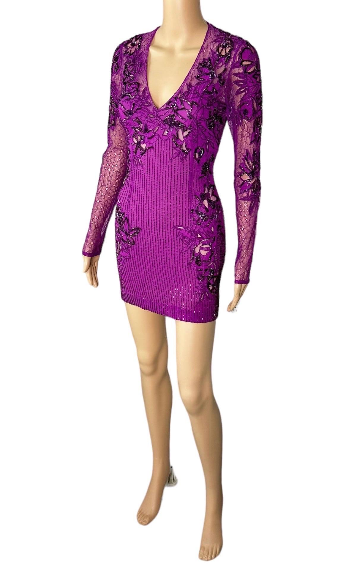 Roberto Cavalli Unworn S/S 2016 Embellished Sheer Lace Mesh Mini Dress For Sale 4