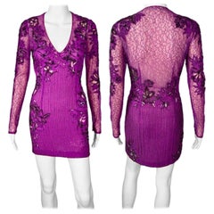 Roberto Cavalli Unworn S/S 2016 Embellished Sheer Lace Mesh Mini Dress
