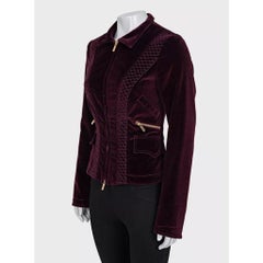 Roberto Cavalli Velvet Fitted Zip Jacket Purple - M