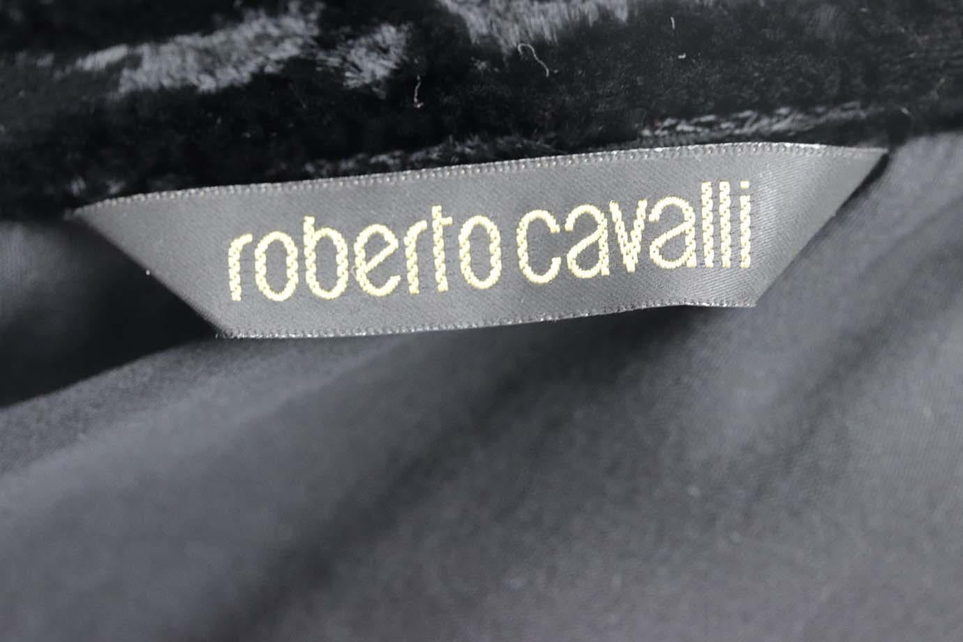 Roberto Cavalli Velvet Trimmed Silk Georgette Blouse IT 40 UK 8  In Excellent Condition In London, GB