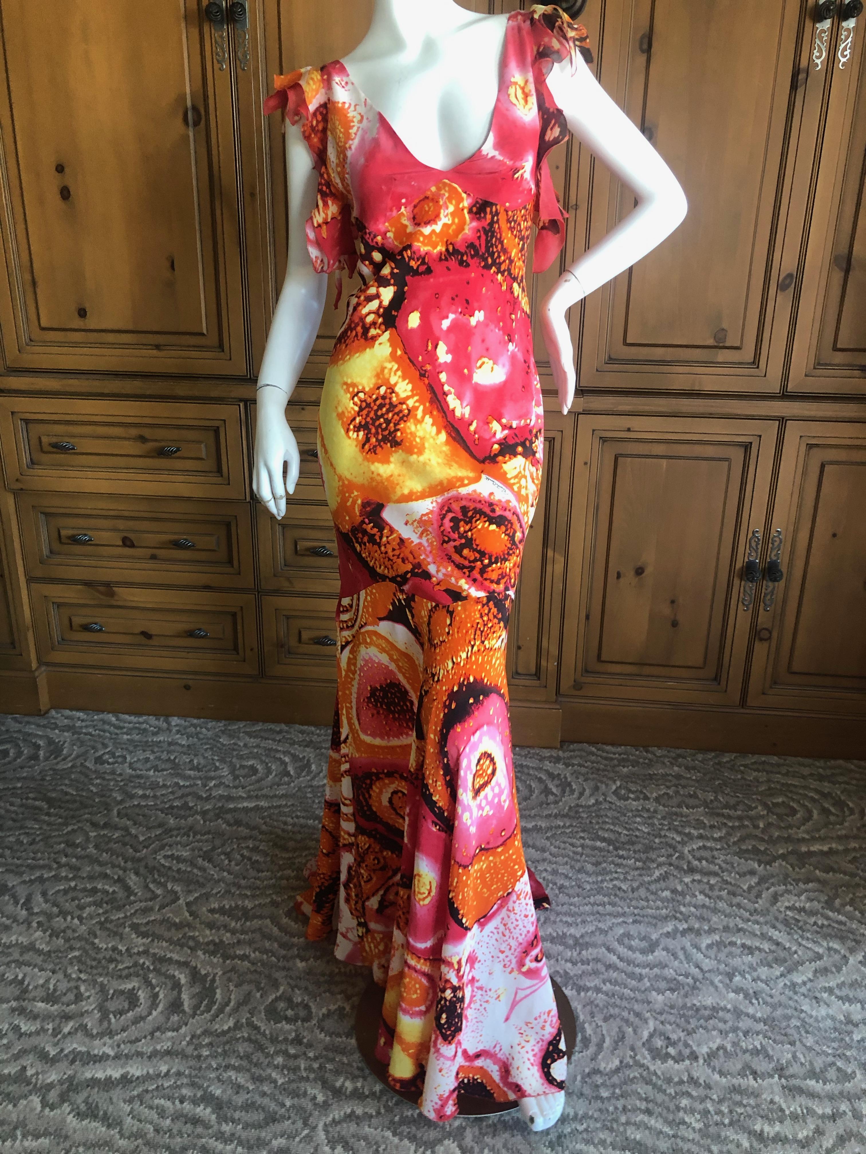 Women's Roberto Cavalli Vintage 1980's Acid Bright Psychedelic Bias Cut Evening Dress For Sale