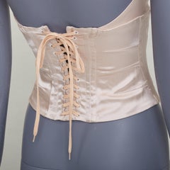 ROBERTO CAVALLI Vintage 1990s nude silk boned halter corset waistcoat vest XS