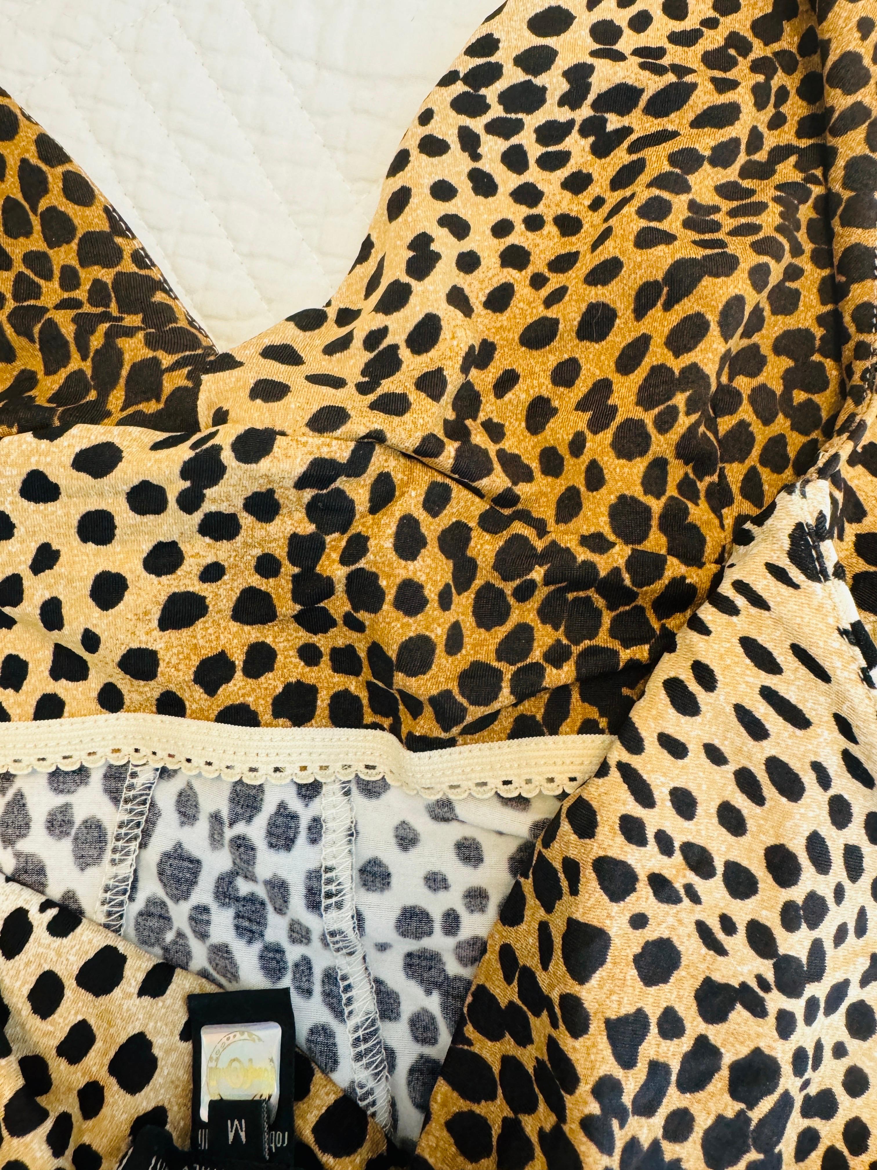 Roberto Cavalli Vintage 2000s Cheetah Animal Print Mini Gold Snake Dress For Sale 5