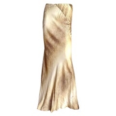 ROBERTO CAVALLI Maxi gonna a sirena in seta con stampa pitone vintage degli anni 2000