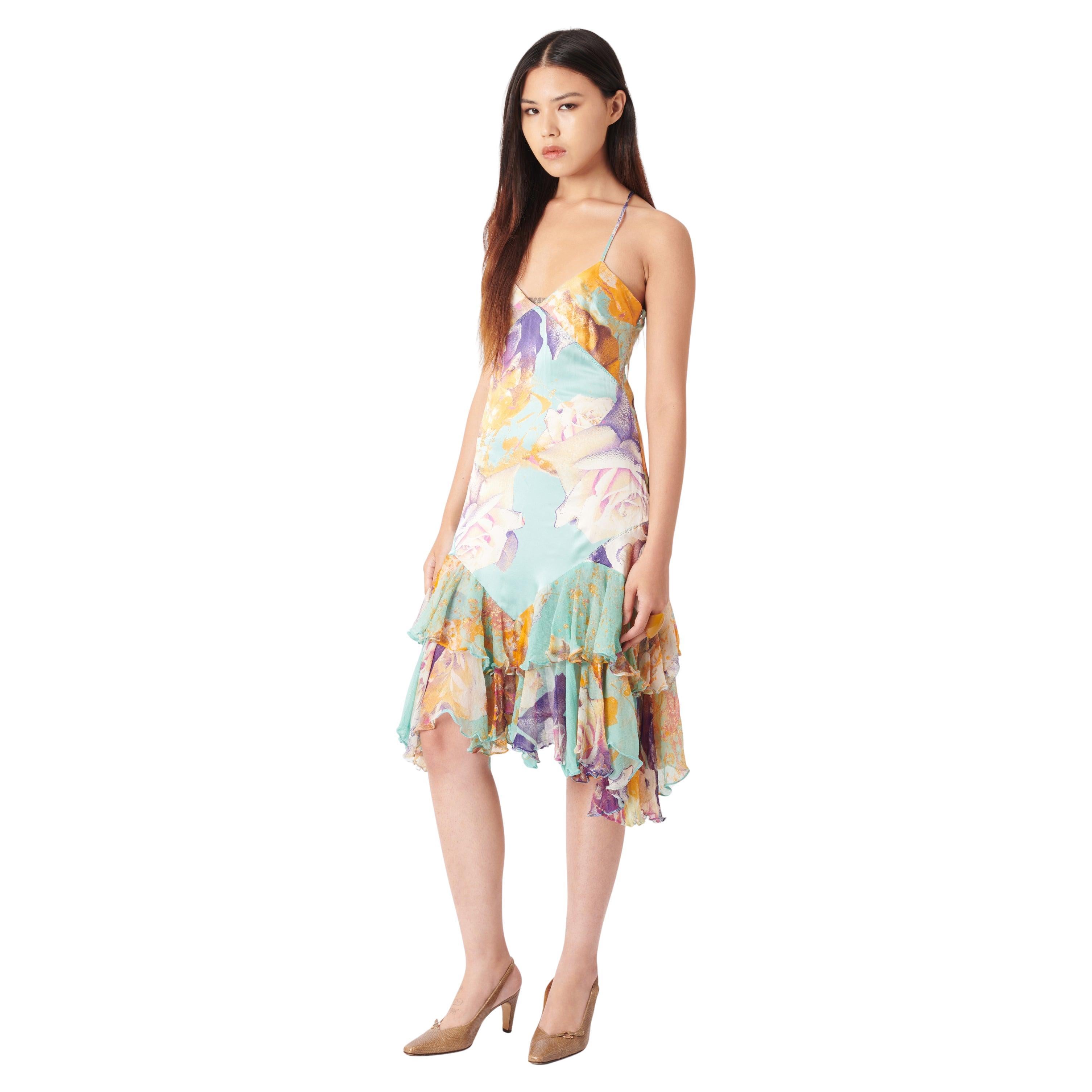 Roberto Cavalli Vintage 2004 Floral Racerback Dress For Sale