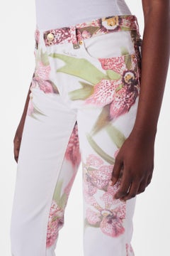 Roberto Cavalli Vintage 2004 Floral White Jeans