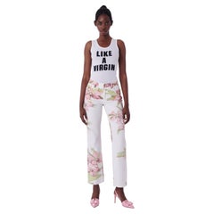 Roberto Cavalli Vintage 2004 Weiße geblümte weiße Jeans