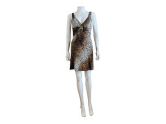 Roberto Cavalli Vintage 2005 Cheetah Animal Print Mini Gold Snake Dress