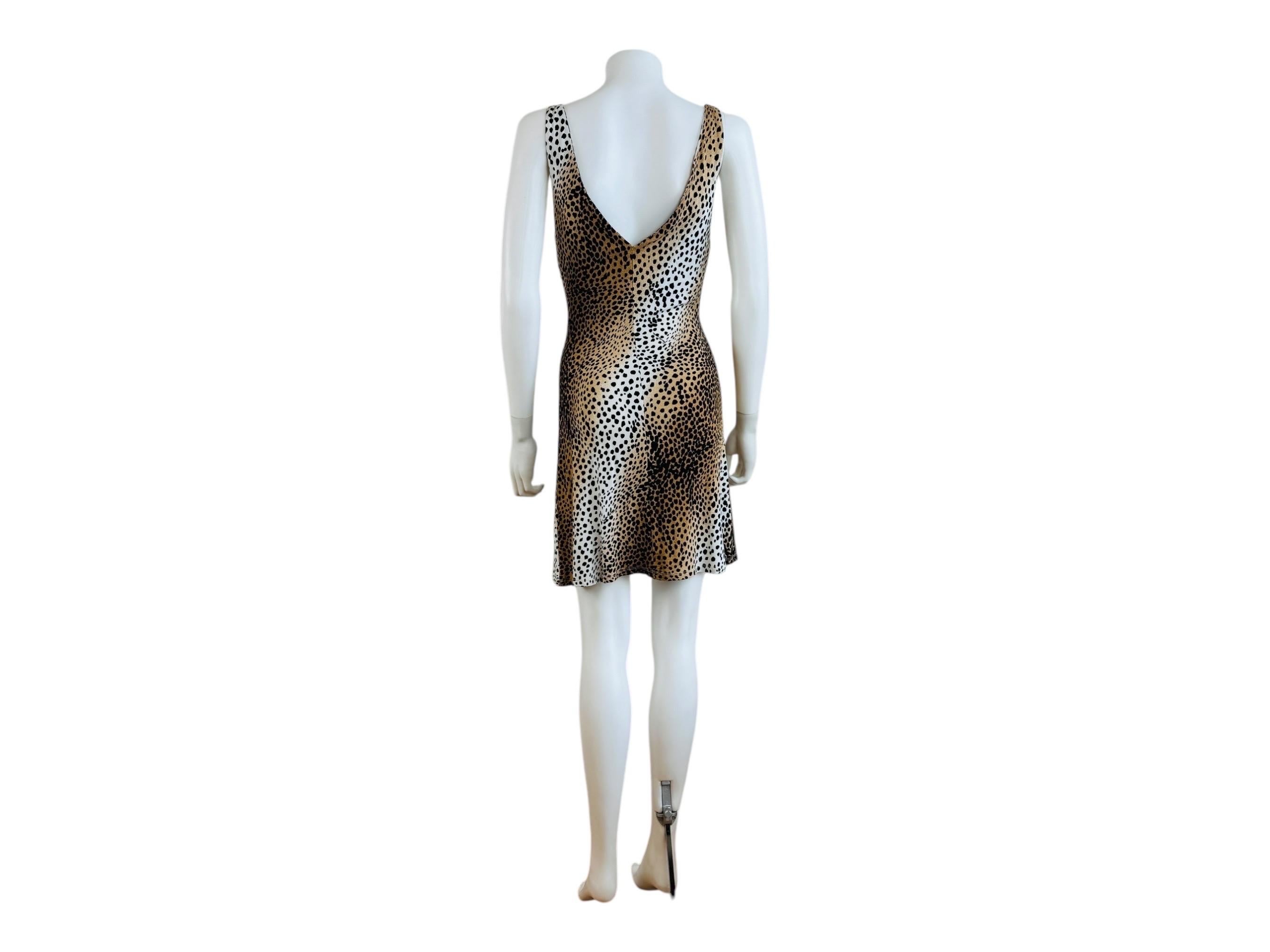 Roberto Cavalli Vintage 2005 Mini Vestido de Serpiente Dorada con Estampado de Animales de Guepardo en venta 2