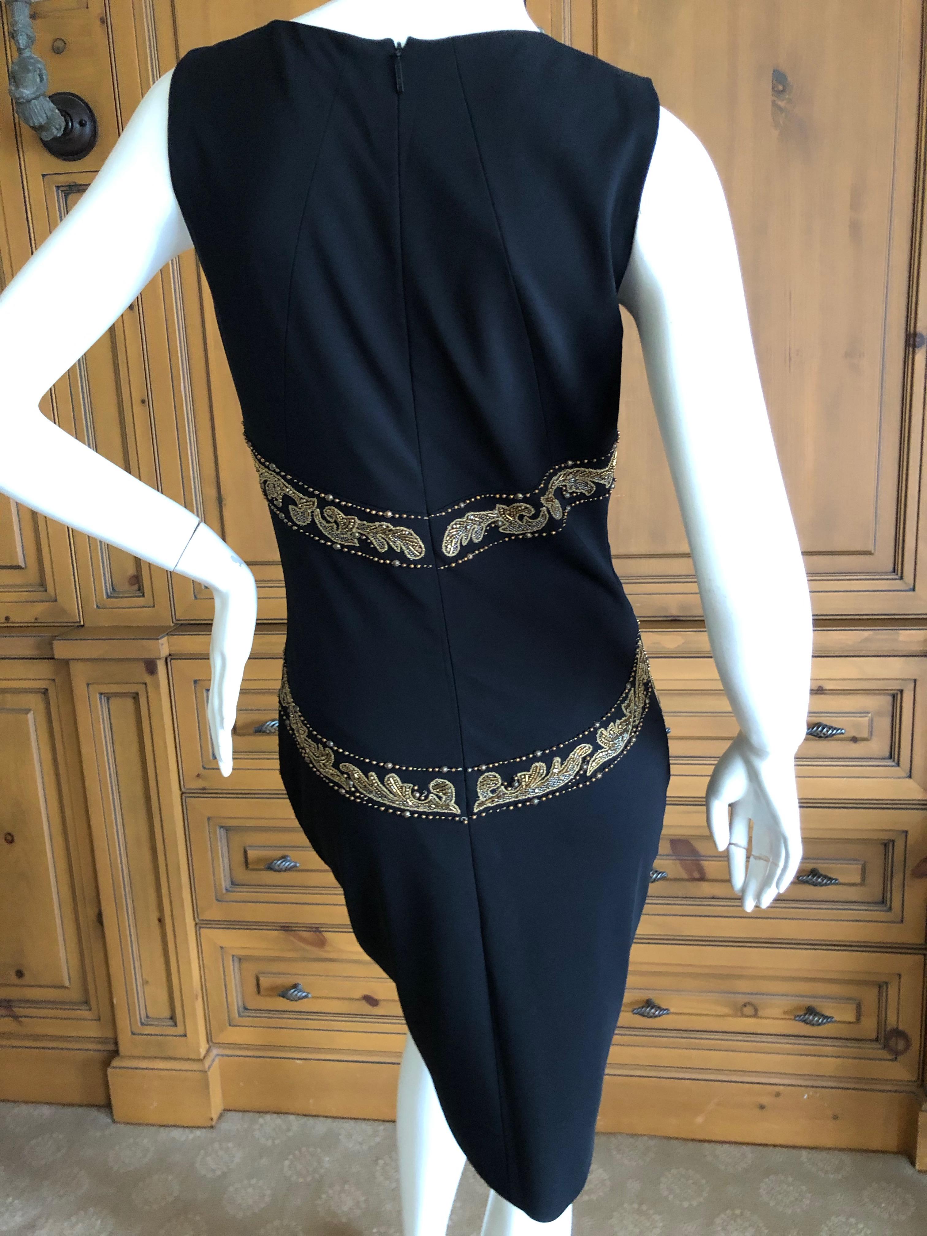 Roberto Cavalli Vintage 90's Black Baroque Pattern Embellished Cocktail Dress For Sale 3