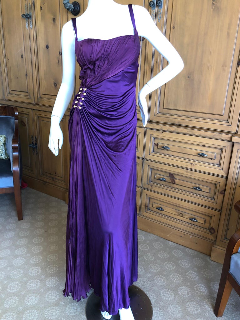 Roberto Cavalli Vintage 90's Purple Evening Dress with Side ...