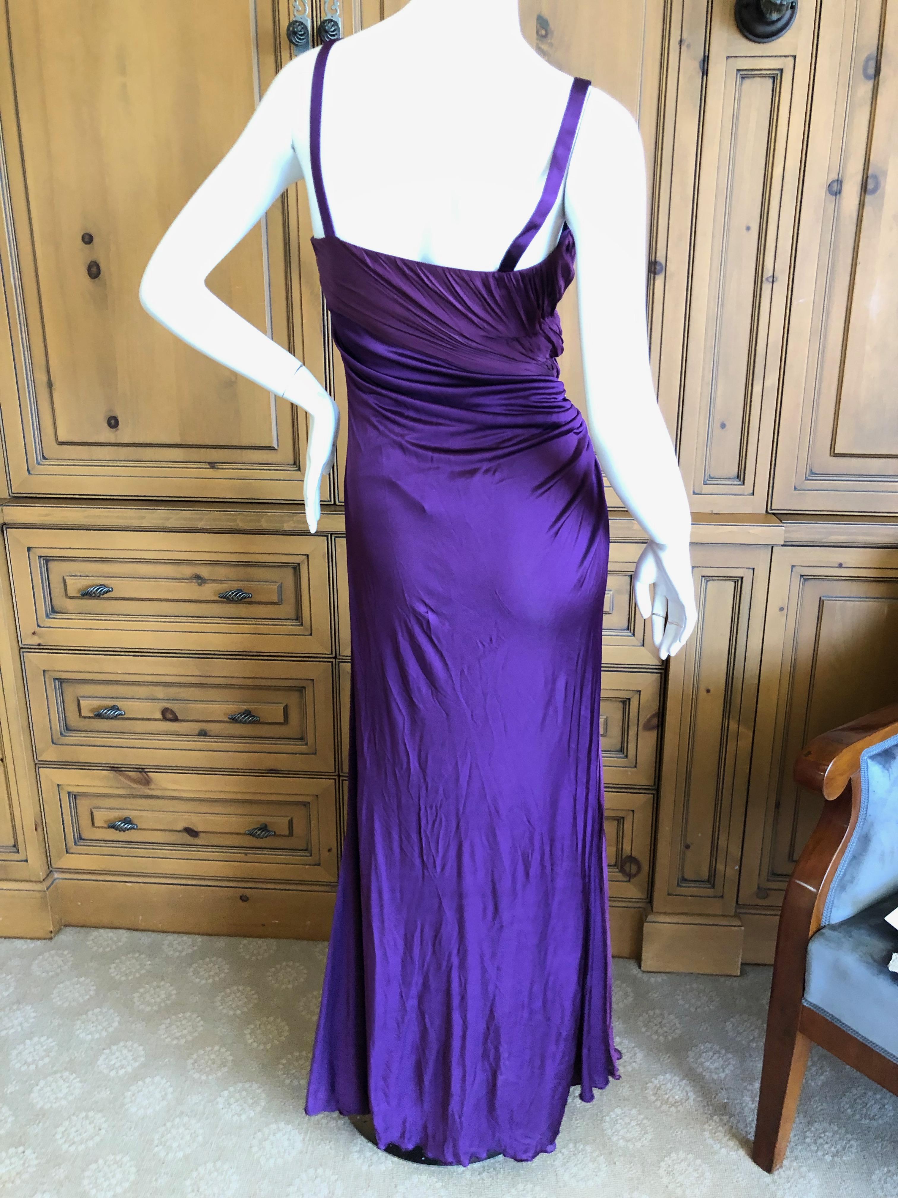 Roberto Cavalli Vintage 90's Purple Evening Dress with Side Embellishments XS For Sale 1