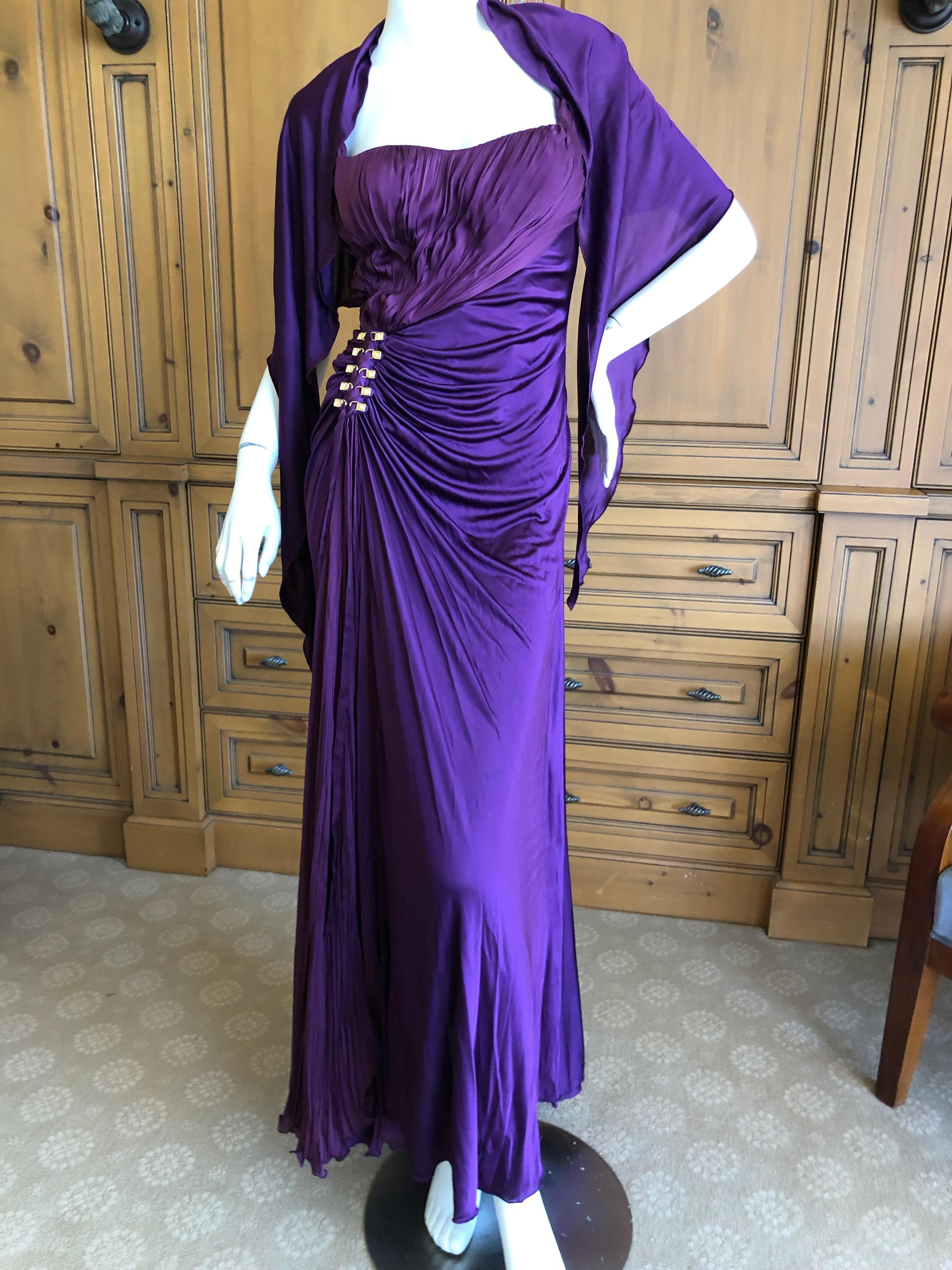 Roberto Cavalli Vintage 90's Purple Evening Dress with Side Embellishments XS For Sale 2