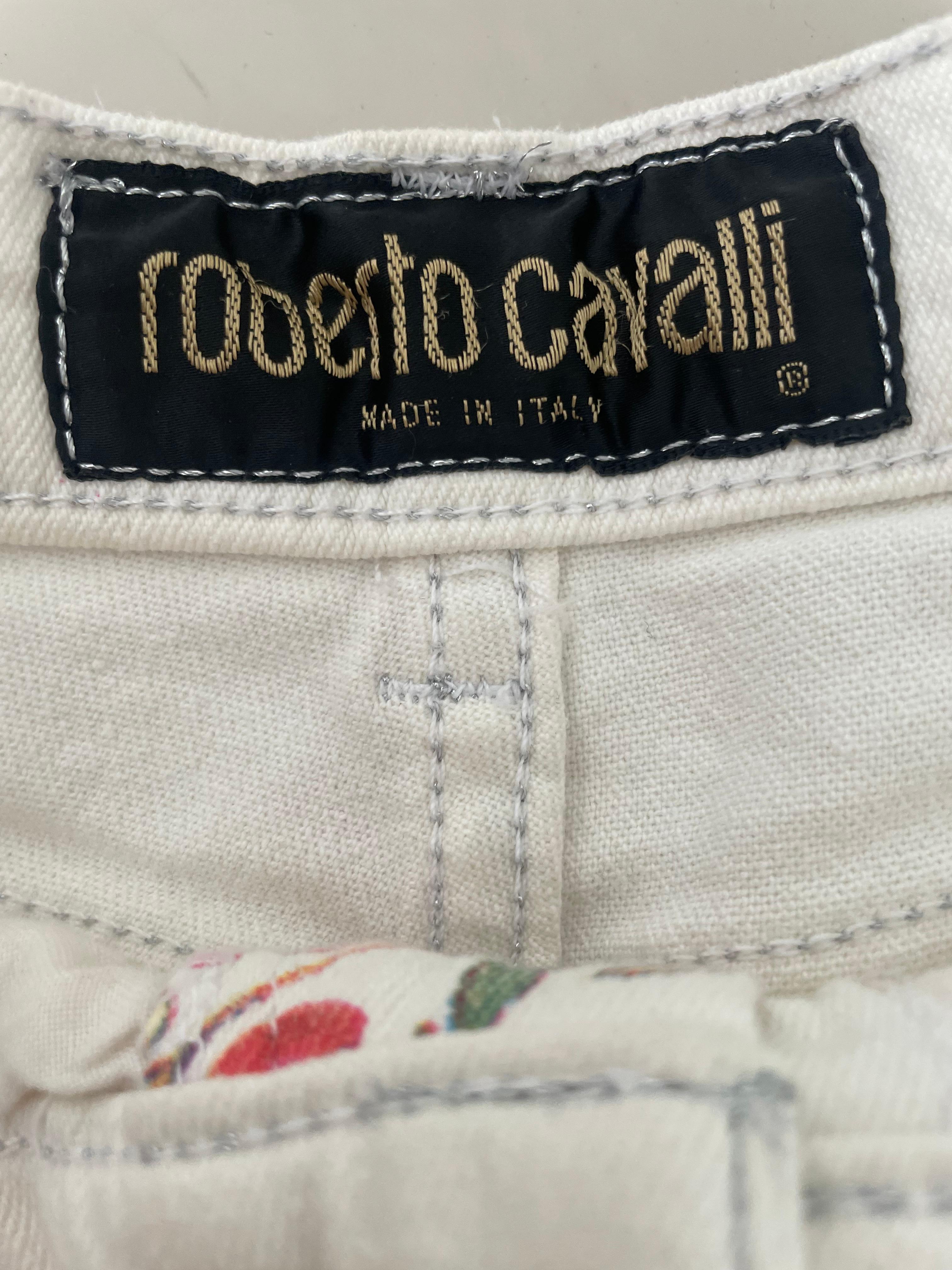 Roberto Cavalli Pantalones vaqueros Vintage 90s Runway Blossom Bird Mujer en venta 6