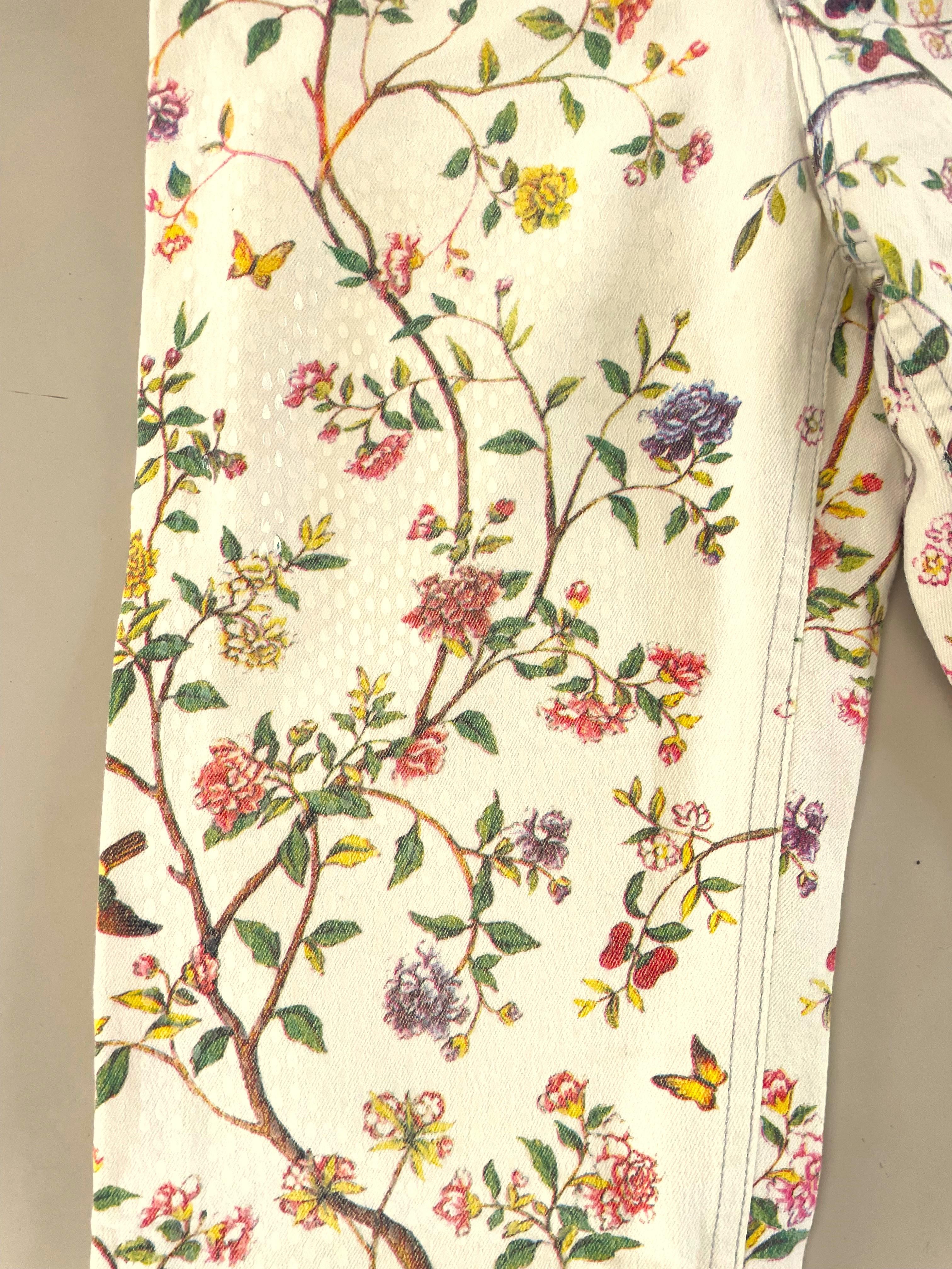 Roberto Cavalli Pantalones vaqueros Vintage 90s Runway Blossom Bird Mujer en venta 3